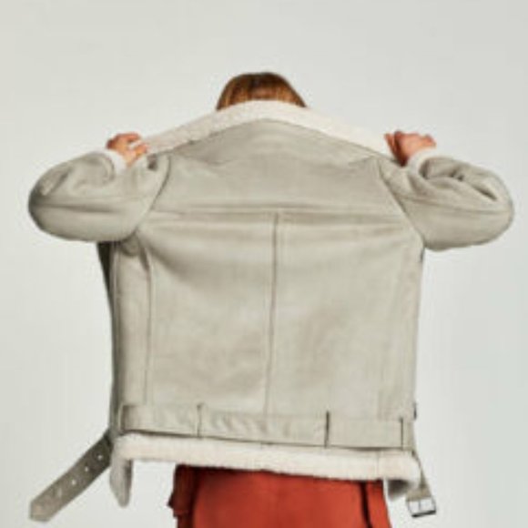 ❤️ NWT ZARA ICE FAUX FUR LEATHER BIKER JACKET - Picture 3 of 6